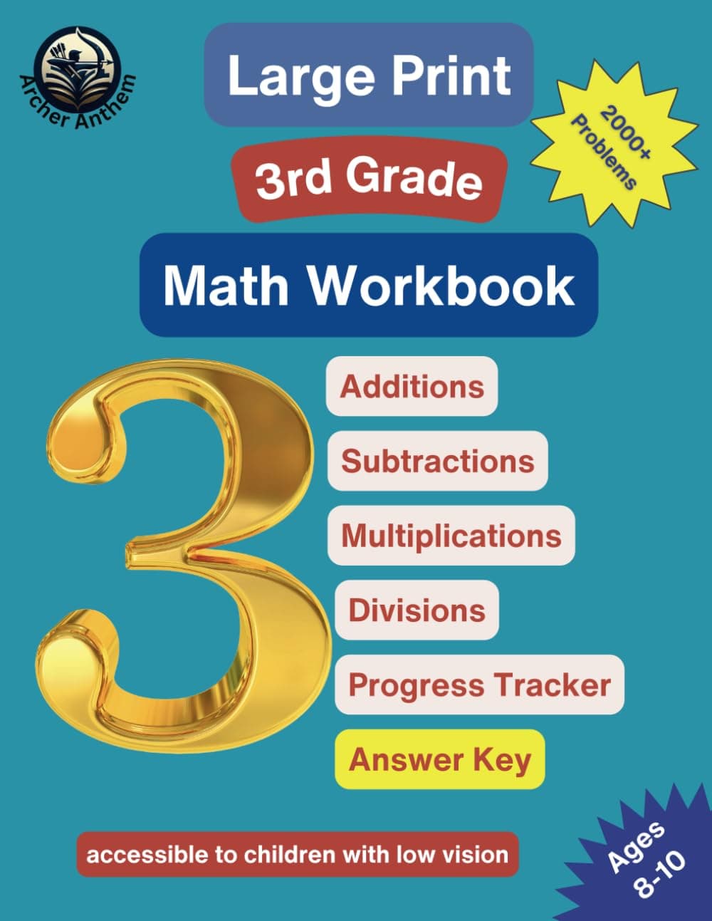 Large Print 3rd Grade Math Workbook - Comprehensive Practice in Addition, Subtraction, Multiplication, and Division