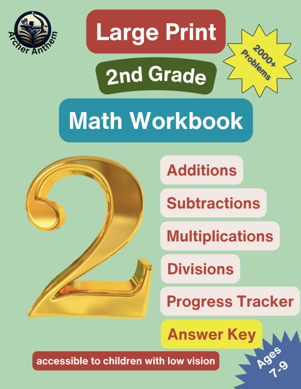 Large Print 2nd Grade Math Workbook - Essential Practice in Addition, Subtrac...