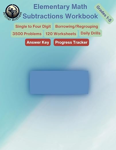 Elementary Math Subtractions Workbook