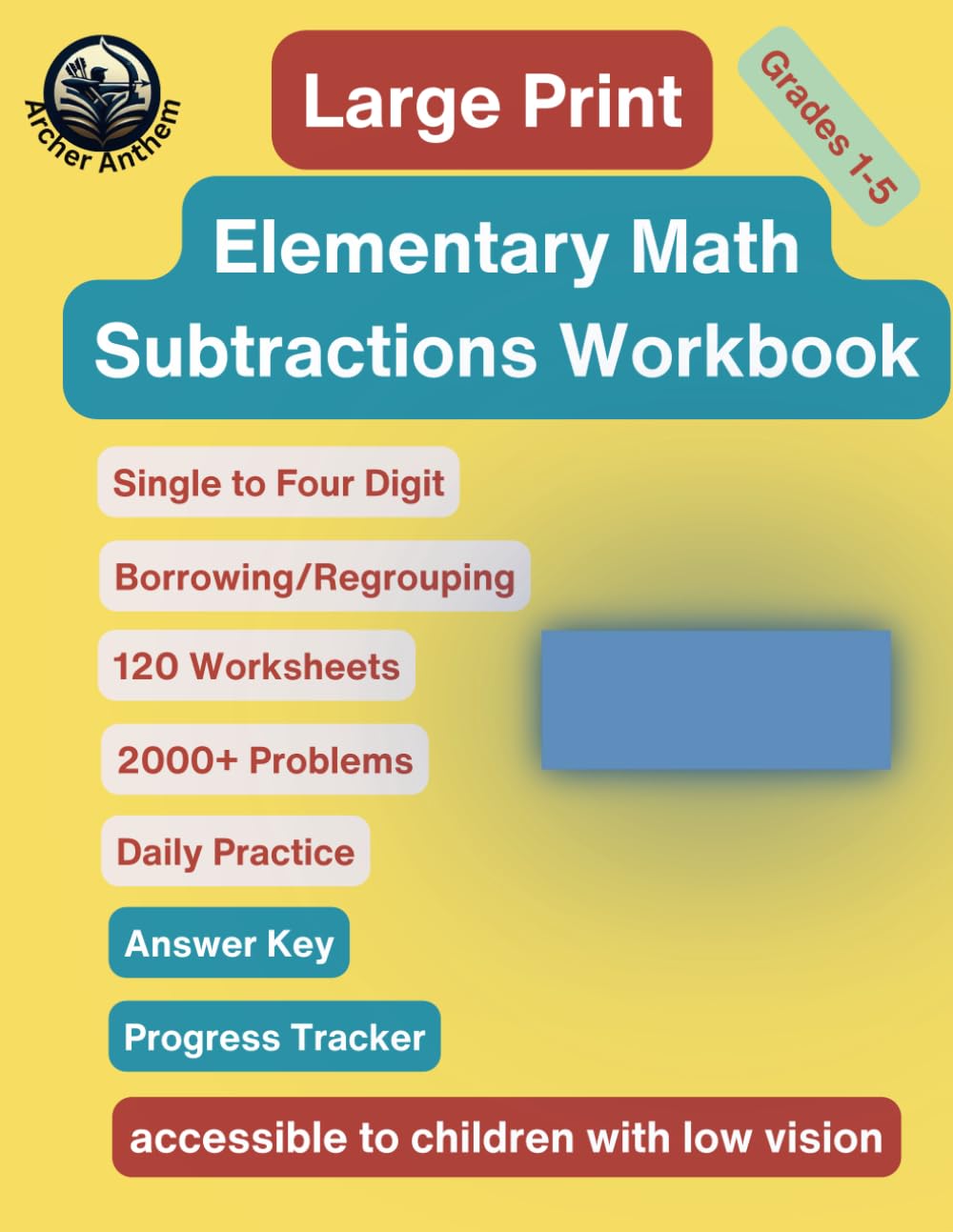 Large Print Elementary Math Subtractions Workbook